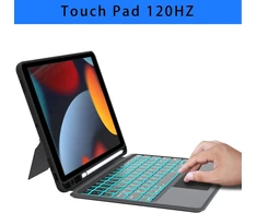 Vankeypad klaviatūros dėklas, skirtas ipad 9th 2021/8th 2020/7th 2019th generation 10.2 colių/air 3/ipad pro 10.5: nuimamas 7 spalvų apšviestas klaviatūros dėklas, azerty klaviatūra su jutikliniu kilimėliu