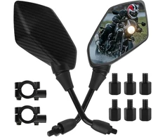 Vbgurr 2 motociklų veidrodėlių rinkinys 360° besisukantis anglies pluošto motociklo veidrodėlis su 8 mm 10 mm tvirtinimo detalėmis, suderinamas su motoroleriu, paspirtuku, mopedu