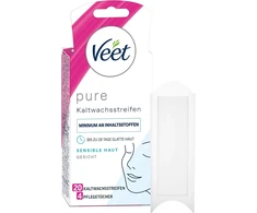 Veet šaltojo vaško juostelės su easy-gelwax technologija veidui – tinka jautriai odai – iki 28 dienų glotni oda – 10 dvigubų juostelių