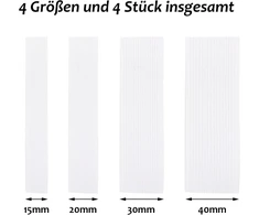 Vegcoo 4 baltų elastinių juostų rinkinys, plotis 15 mm, 20 mm, 30 mm, 40 mm, gumos juostos namų ūkiui, kelnių guma, juodi audiniai siuvimui, guminė juosta, elastinė juosta, siuvimo gumos juostelės