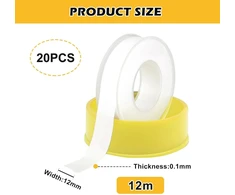Vegena ptfe sandarinimo juosta, 20 ritinių, tefloninė juosta, sriegių sandarinimo juosta, ptfe sriegių sandarinimo juosta, tefloninė juosta (12 mm x 0,1 mm x 12 m)