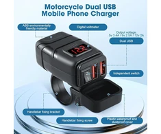 Vehoukli Dvigubas Usb Motociklo Automobilinis Įkroviklis, Dc 12-24 V Usb Jungties Voltmeteris su Nepriklausomu Jungikliu, Vandeniui atsparus Įkroviklis, Qc3.0 Motociklo, Valties, Jachtos Lizdas, Vandeniui atsparus