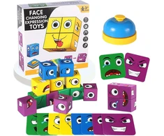 Veidą keičiantis magiškas kubas, 3d galvosūkis, veidą keičiantis magiškas kubas, 3d emoji kaladėlių galvosūkis, emoji kaladėlių medinis žaislas