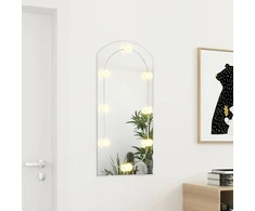 Veidrodis su LED lemputėmis, 90x45cm, stiklas, arkos formos