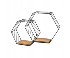 Velano loft stiliaus medinė šešiakampė lentyna, du elementai 29/20 cm, 2 vnt. rinkinys