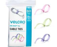 Velcro pastelinių spalvų, itin tvirtos, daugkartinio naudojimo 60 vnt. ryškių spalvų didelis paketas 8 cm x 1,27 cm, skirtas laidų tvarkymui, puikiai tinka rankdarbiams ar biuro reikmenims surišti