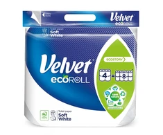 Velvet Ecoroll Švelniai baltas tualetinis popierius 4 ritinėliai