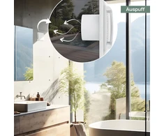 Vent Systems 100 mm elektrinis vonios kambario ventiliatorius su priekiniu skydeliu + laikmatis - montuojamas ant sienos, lubų - plastikinis oro ištraukimo ventiliatorius - oro kondicionieriaus ventiliatorius namams - vonios kambariui, virtuvei, dirbtuvėm
