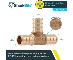 Ventiliatorius Sharkbite Uc362lfa10 1/2" trišakis Pex Barb jungtis (10 vnt.), žalvaris