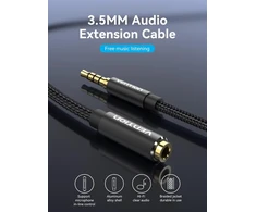 Vention Ausinių ilgintuvas su mikrofonu, 3.5 mm Aux ilgintuvas, nuo vyriško iki moteriško, audio kabelis, stereo ausinių kabelis, audio lizdo ilgintuvas Ausinėms/tv/nešiojamam kompiuteriui 2 m