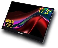 Verbatim Pmt-17 nešiojamas jutiklinis monitorius, mobilus 17.3 colių full hd ekranas nešiojamam kompiuteriui, planšetiniam kompiuteriui, išmaniajam telefonui, ps5 arba nintendo switch su usb-a, usb-c ir hdmi prievadu, juodas
