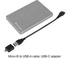 Verbatim Store 'n' Go Aliuminio Slim 1tb sidabrinis išorinis kietasis diskas Usb 3.2 Gen 1 išorinis kietasis diskas aliuminio kietasis diskas, skirtas Windows &amp; Mac Os X nešiojamasis kietasis diskas Usb kietasis diskas