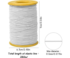 Vesaneae elastinis siūlas 0,8 mm × 380 m, karoliukų virvelė, elastinė virvelė, nailoninis siūlas, elastinis juvelyrinis siūlas, guminis siūlas, įrankiai karoliukų vėrimui "pasidaryk pats" apyrankėms, papuošalams, plaukų juostoms, vėriniams (baltas)