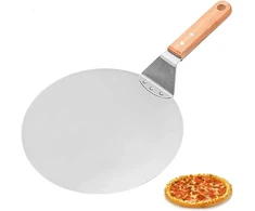 Vevok Chef Premium anoduoto nerūdijančio plieno picos mentelė | 22 cm medinė rankena | 25,5 x 25,5 cm paviršius | kepimas rankų darbo picos | rafinuoti picos krosnies priedai