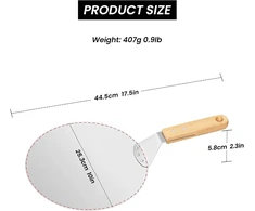 Vevok Chef Premium anoduoto nerūdijančio plieno picos mentelė | 22 cm medinė rankena | 25,5 x 25,5 cm paviršius | kepimas rankų darbo picos | rafinuoti picos krosnies priedai