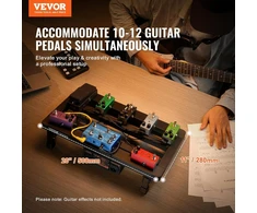 Vevor gitaros pedalų lenta 508x280mm aliuminio lydinio 1.2kg itin lengva sulankstoma gitaros efektų pedalų lenta su nešiojimo krepšiu Velcro juostelėmis 10-12 gitaros pedalams