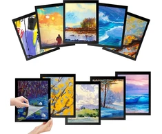 Vfandv 10 magnetinių rėmelių rinkinys A4 formatui, lipnus magnetinis nuotraukų rėmelis, deimantų tapybos rėmelis, lapų laikiklis A4 informaciniam rėmeliui, 32,5 x 24 cm, vaikų nuotraukos, nuotraukų rėmelis, skirtas sienai