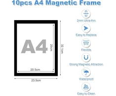 Vfandv 10 magnetinių rėmelių rinkinys A4 formatui, lipnus magnetinis nuotraukų rėmelis, deimantų tapybos rėmelis, lapų laikiklis A4 informaciniam rėmeliui, 32,5 x 24 cm, vaikų nuotraukos, nuotraukų rėmelis, skirtas sienai