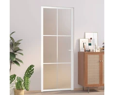 Vidaus durys, baltos, 83x201,5cm, matinis stiklas ir aliuminis