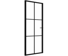 Vidaus durys, juodos, 76x201,5cm, ESG stiklas ir aliuminis