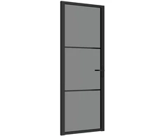 Vidaus durys, juodos, 76x201,5cm, ESG stiklas ir aliuminis