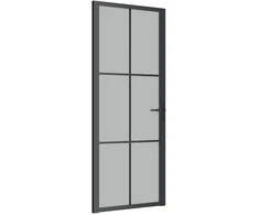 Vidaus durys, juodos, 83x201,5cm, matinis stiklas ir aliuminis