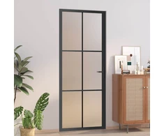 Vidaus durys, juodos, 83x201,5cm, matinis stiklas ir aliuminis