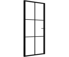 Vidaus durys, juodos, 93x201,5cm, ESG stiklas ir aliuminis