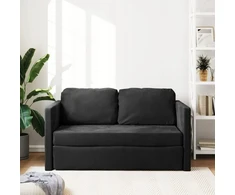 Fotelis Vidaxl 2-in-1 grindų sofa, juoda, 122x204x55 cm, velvetas