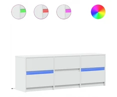 TV staliukas Vidaxl Tv spintelė su Led, balta, 140x34x50 cm, medienos gaminys