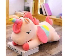 Vienaragis minkštas žaislas, gulintis mielas minkštas vienaragio pliušinis pagalvės žaislas su vaivorykštės sparnais, kawaii žaislas mergaitėms (rožinis, 30 cm)
