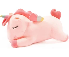 Vienaragis minkštas žaislas, gulintis mielas minkštas vienaragio pliušinis pagalvės žaislas su vaivorykštės sparnais, kawaii žaislas mergaitėms (rožinis, 30 cm)