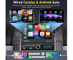 Automagnetola Vieno din automobilinis radijas su automatiniu atlenkiamu ekranu, belaidžiu carplay ir android auto, 7 colių radijo stereo sistema su bluetooth/mirrorlink/fm/aux/tf/usb/swc + atsarginė kamera + mikrofonas