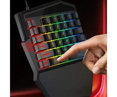Vienrankė apšviesta rgb mini klaviatūra su 35 klavišais, fn klavišu / kvėpavimo lemputėmis / usb 2.0 žaidimų klaviatūra