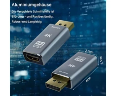 Vievre 4k Displayport į Hdmi adapteris, Displayport į Hdmi, vienkryptis Dp į Hd 4k @ 30hz/2k@60hz/1080p@120hz su nešiojamuoju kompiuteriu, monitoriumi, televizoriumi, projektoriumi su garso perdavimu ir gera kokybe