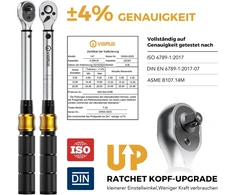 Vigrue Dviračio sukimo momento raktas, 1/4 colio sukimo momento raktas 5-25 Nm ±4% paklaidos tikslumas su prailginimo strypu, universalia jungtimi, magnetine žvakės lizdo mova, antgaliais dviračiui ir motociklui