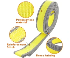 Vilkimo lynas su fluorescencinėmis juostelėmis 5 m x 5 cm 9t vilkimo lynas avarinis vilkimo diržas su dviem storais u formos kabliais pirštinės dvipusės valymo šluostės