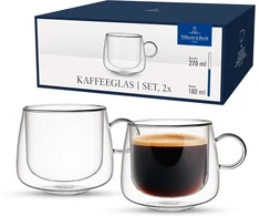 Villeroy &amp; Boch Artesano Hot &amp; Cold Beverages kavos stiklinės, stiklinių rinkinys iš 2, dvigubų sienelių stiklinės šaltiems ir karštiems gėrimams, 180 ml, borosilikatinis stiklas, galima plauti indaplovėje, galima naudoti mikrobangų krosnelėje