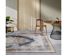 Villeroy &amp; Boch Martha kilimas vidaus ir lauko naudojimui oriental - oriental flat weave, klasikinio dizaino vintage, oeko-tex atsparus oro sąlygoms ir uv spinduliams, skirtas balkonui, terasai, sodui - antracito aukso spalvos, 120 x 180 cm