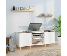 Vinilinė plokštelė Vinilinių plokštelių spintelė, balta, 121x38x48cm, mediena