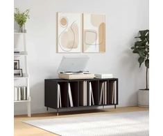 Vinilinė plokštelė Vinilinių plokštelių spintelė, juoda, 100x38x48cm, mediena
