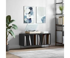 Vinilinė plokštelė Vinilinių plokštelių spintelė, juoda, 100x38x48cm, mediena