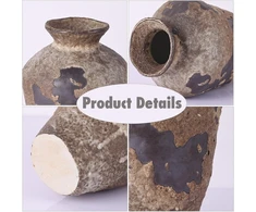Vintažinė vaza "wabi Sabi", 22 cm aukščio, tekstūruota keramika