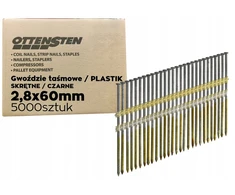 Vinys sujungtos plastiku 2,8x60mm 5 tūkst. Sraigtinės juodos spalvos vinių kalimo mašinai