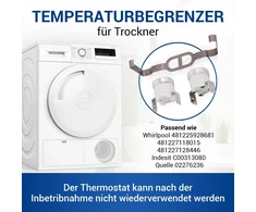 Vioks 2 x Termostatas džiovyklei, pakeičiantis Whirlpool 481225928681 &amp; Temperatūros ribotuvas džiovyklei Bauknecht termostatų rinkinys džiovyklei