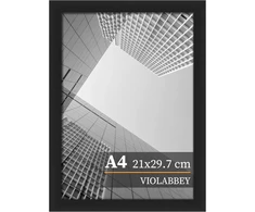 Violabbey A4 formato juodas nuotraukų rėmelis, A4 nuotraukų rėmelis 21 x 29,7 cm, skirtas horizontaliam arba vertikaliam montavimui ant sienos