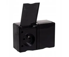 Viplast dvigubas sieninis Ip44 elektros lizdas, juodas