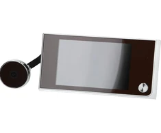 Virone durų akutės kamera su lcd 3.5" plačiakampiu objektyvu, maitinama baterijomis, sidabrinė