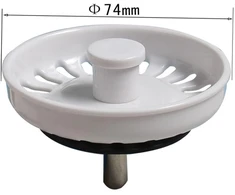 Virtuvės kriauklės kamštis nerūdijančio plieno kriauklės sietelio pakaitinis kamštis 74 mm skersmens baltas 2 vnt.