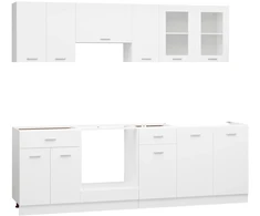 Virtuvės spintelių komplektas, Lyon, 8 dalių, baltos spalvos, mediena
